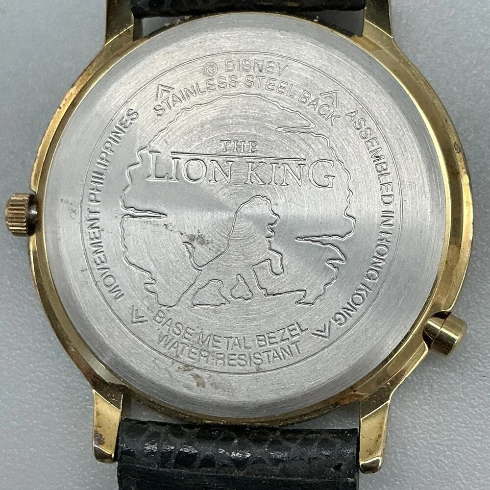 Vintage Timex The Lion King Mens Watch 34mm Yellow Dial Leather New Battery